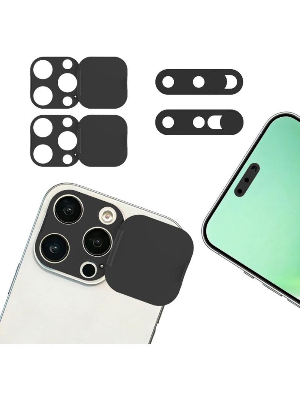 2-Pack Privacy Camera Lens Protector for iPhone 16 Pro/Pro Max - Anti-Spy Cover